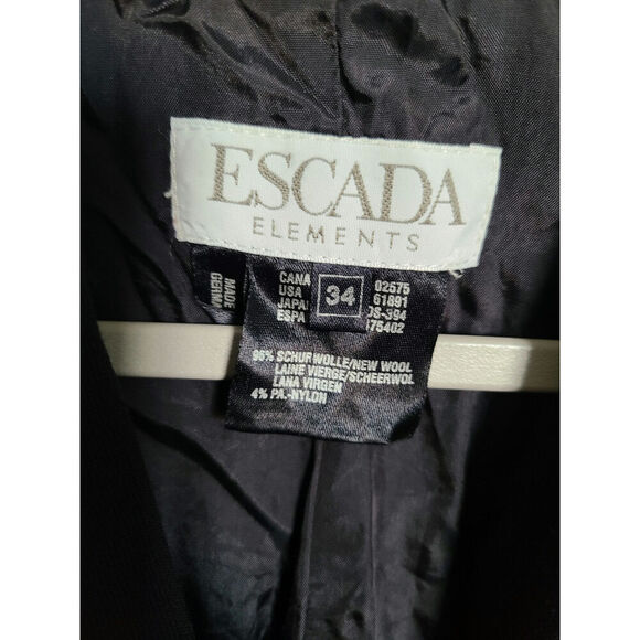 ESCADA Elements Wool Button Front Blazer Black Vintage Size 34 US Size 4 - Picture 3 of 6